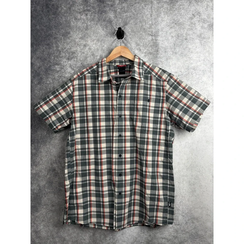 The North Face Button Up Shirt Men's Large Plaid Short Sleeve Outdoor Size Large